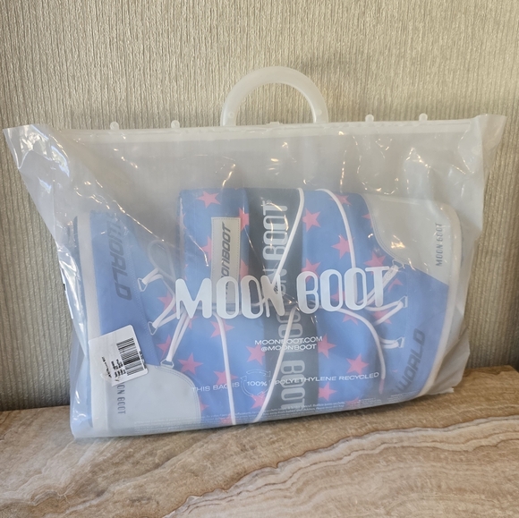 Moon Boot Icon Retrobiker Snow Boots Blue Pink Moon Boot Stars Snow Boots - Picture 5 of 15